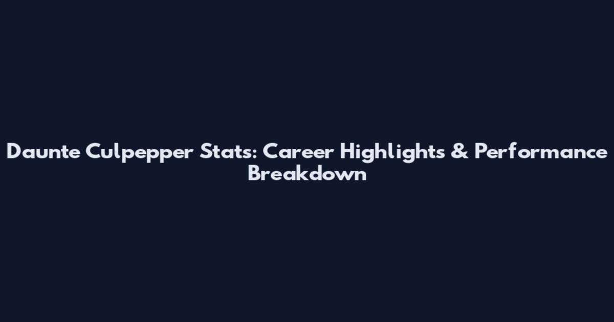 Daunte Culpepper Stats: Career Highlights & Performance Breakdown