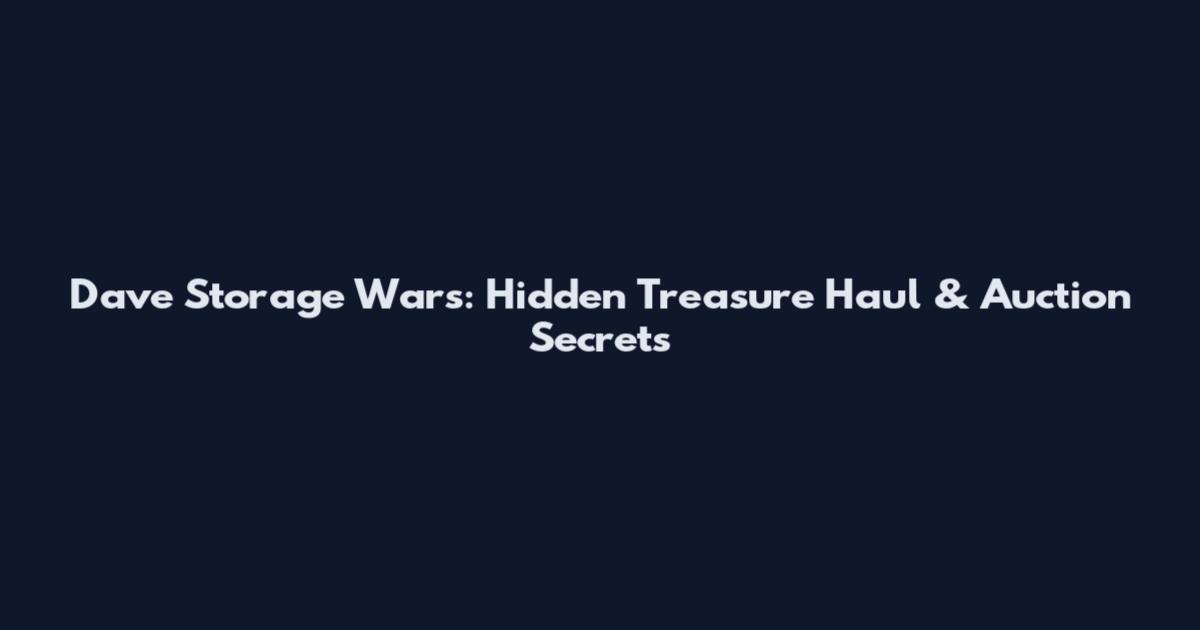 Dave Storage Wars: Hidden Treasure Haul & Auction Secrets
