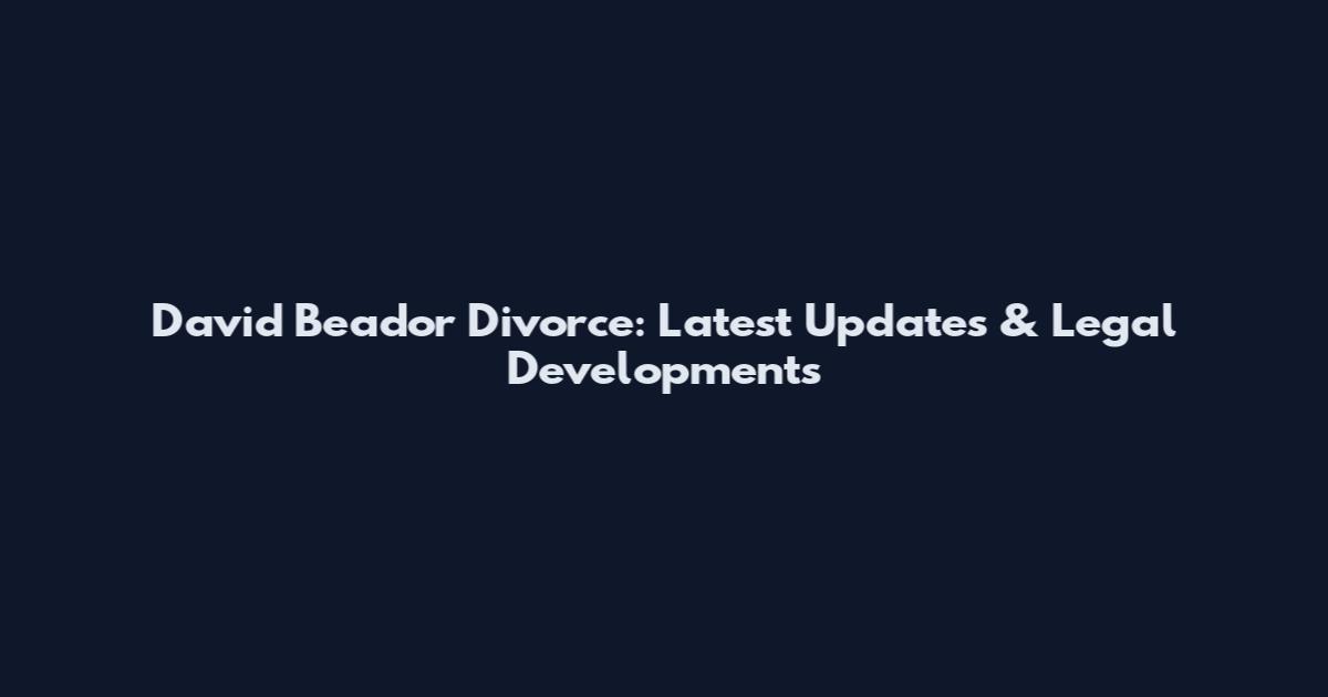 David Beador Divorce: Latest Updates & Legal Developments