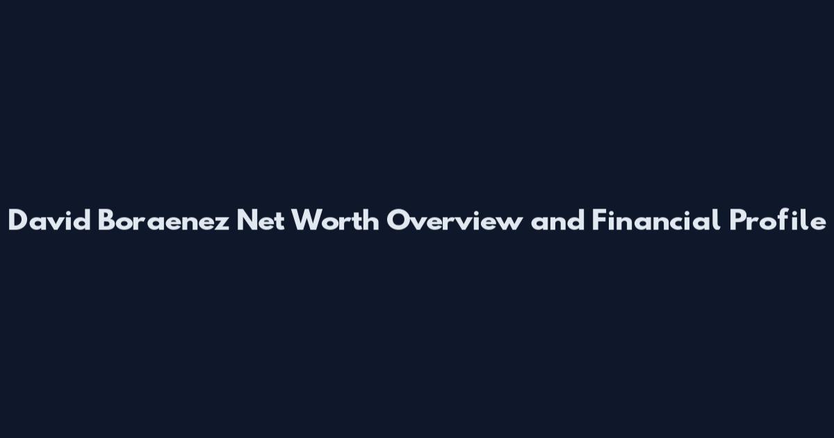 David Boraenez Net Worth Overview and Financial Profile