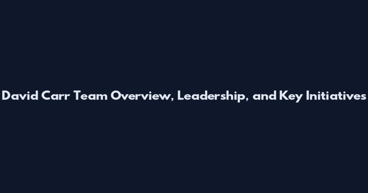 David Carr Team Overview, Leadership, and Key Initiatives