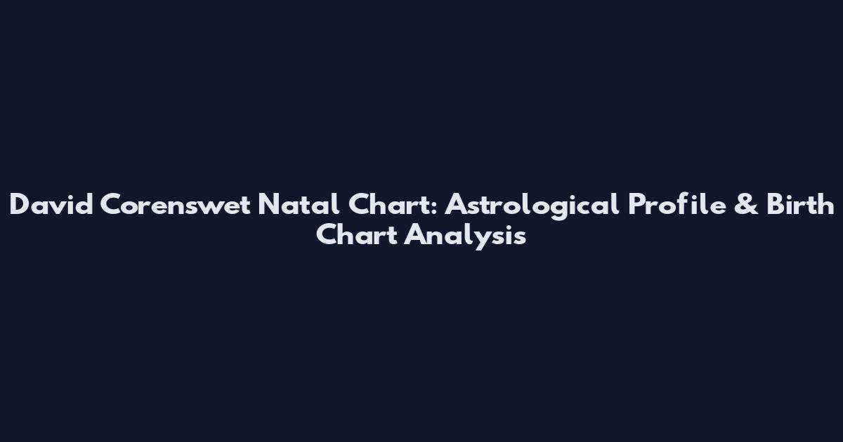 David Corenswet Natal Chart: Astrological Profile & Birth Chart Analysis
