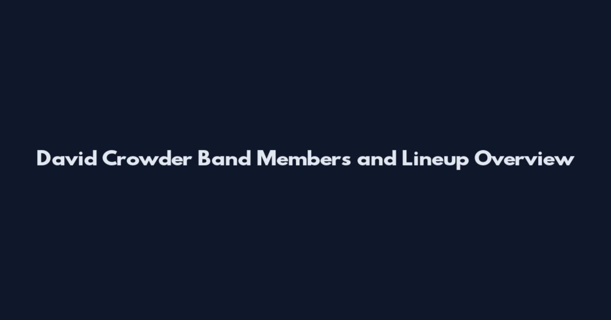 David Crowder Band Members and Lineup Overview