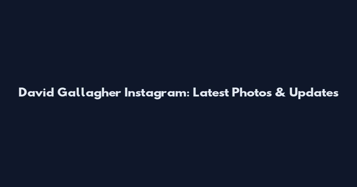 David Gallagher Instagram: Latest Photos & Updates