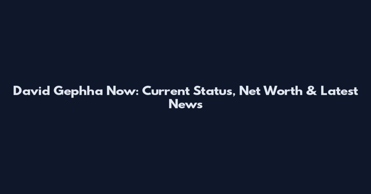 David Gephha Now: Current Status, Net Worth & Latest News