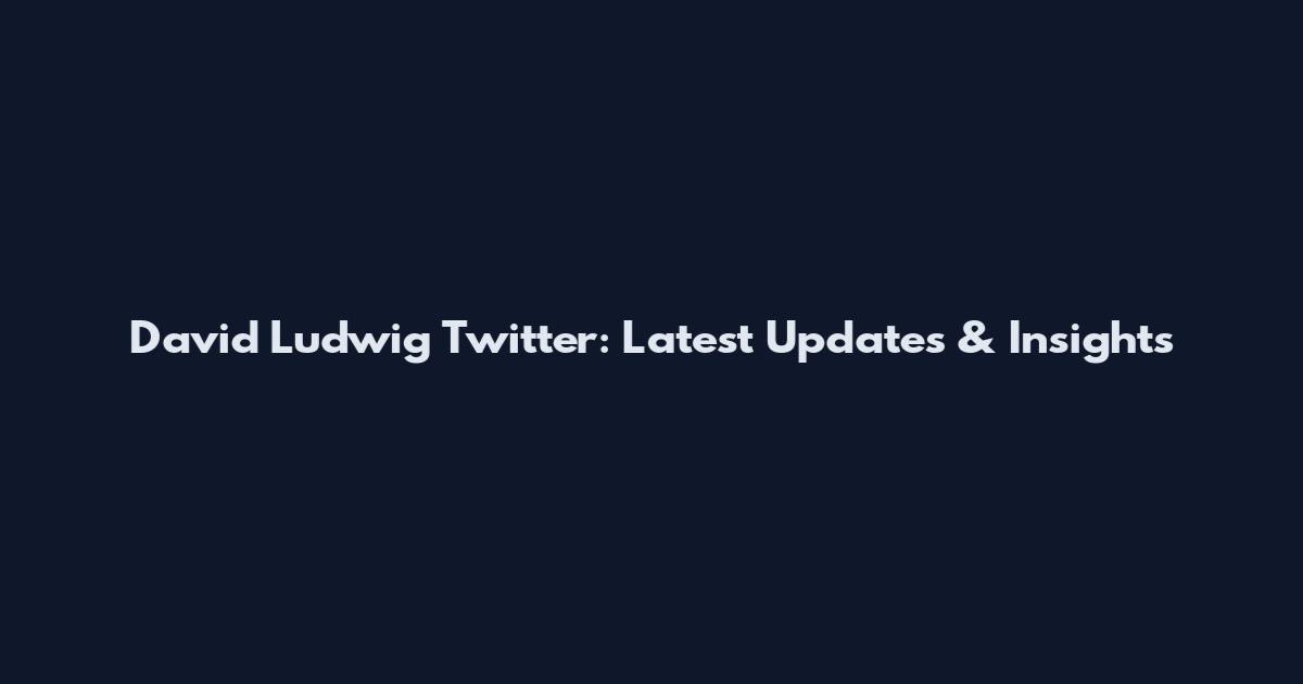David Ludwig Twitter: Latest Updates & Insights