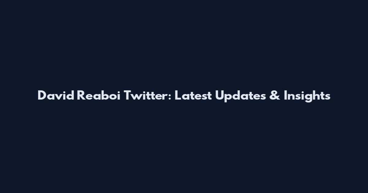 David Reaboi Twitter: Latest Updates & Insights