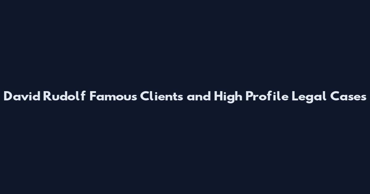 David Rudolf Famous Clients and High Profile Legal Cases