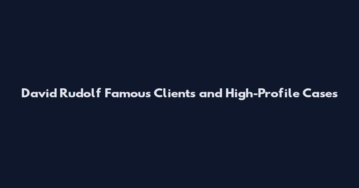 David Rudolf Famous Clients and High-Profile Cases