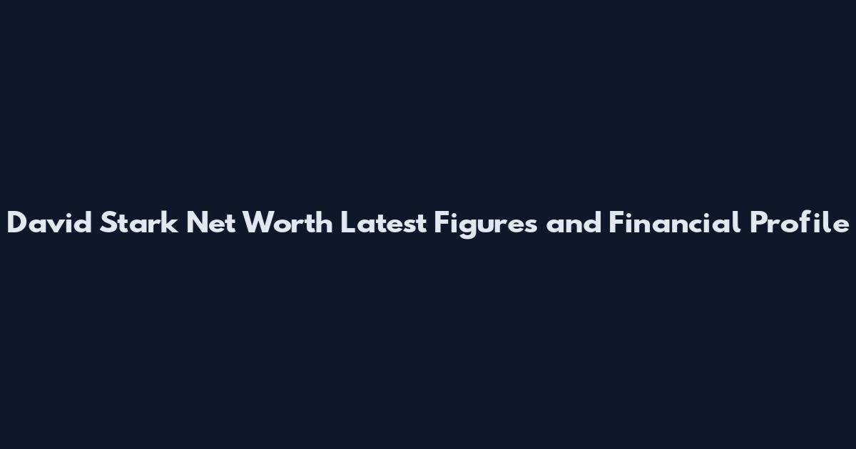 David Stark Net Worth Latest Figures and Financial Profile