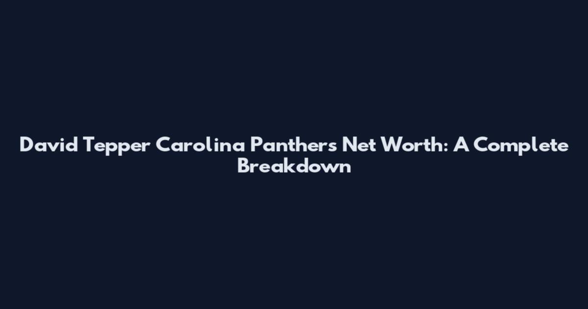 David Tepper Carolina Panthers Net Worth: A Complete Breakdown