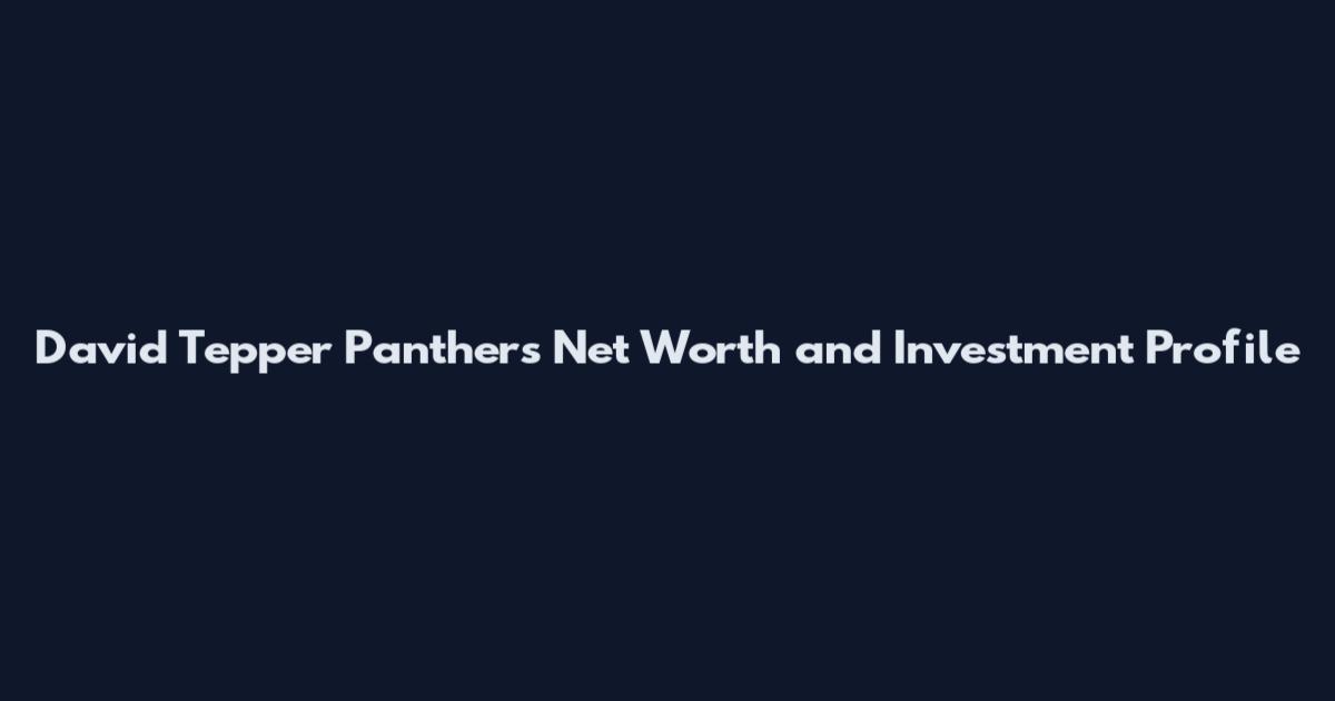 David Tepper Panthers Net Worth and Investment Profile