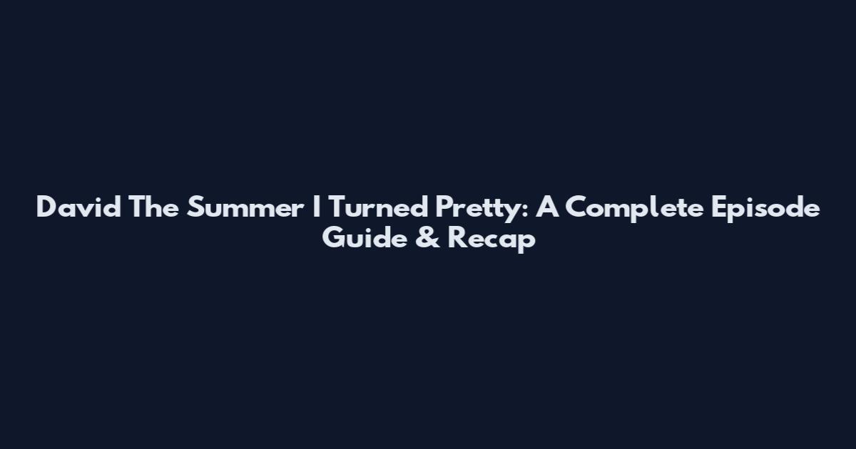 David The Summer I Turned Pretty: A Complete Episode Guide & Recap