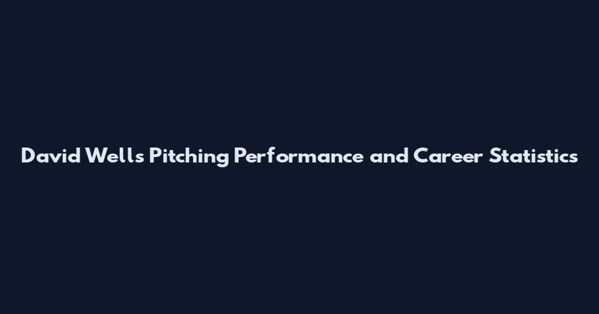 David Wells Pitching Performance and Career Statistics