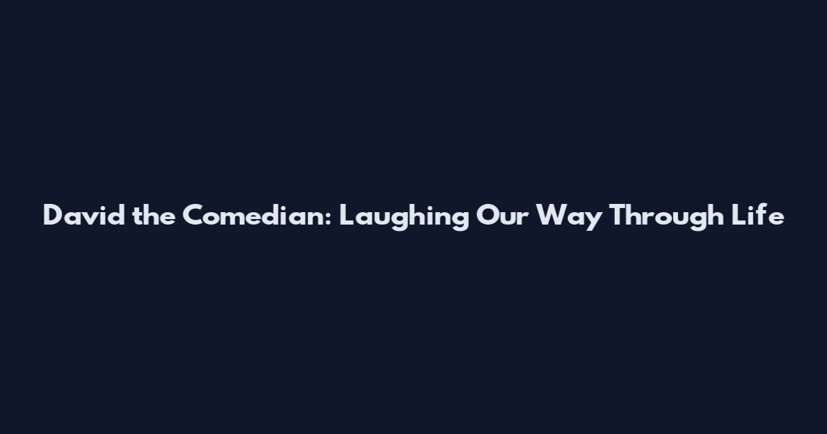 David the Comedian: Laughing Our Way Through Life