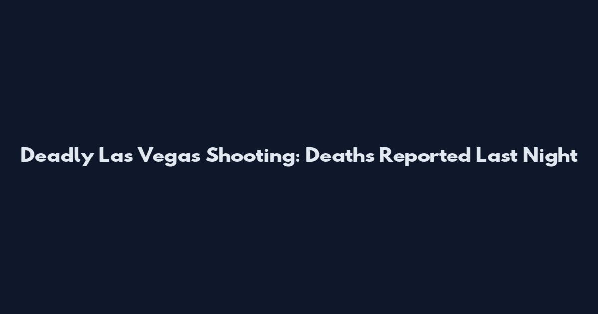 Deadly Las Vegas Shooting: Deaths Reported Last Night