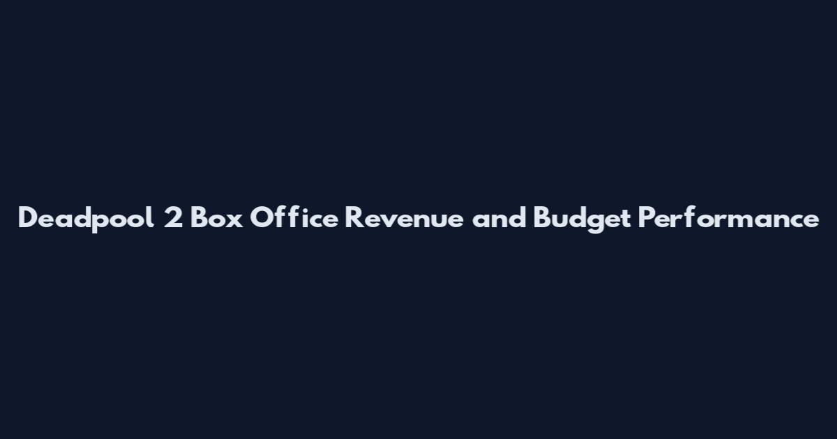 Deadpool 2 Box Office Revenue and Budget Performance