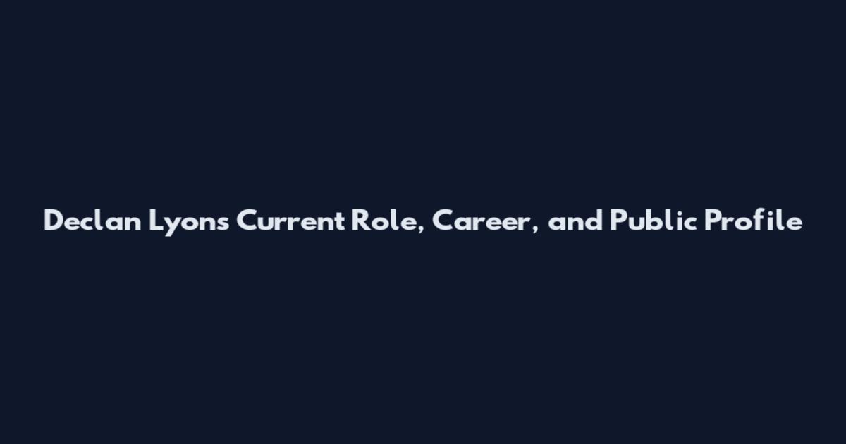 Declan Lyons Current Role, Career, and Public Profile