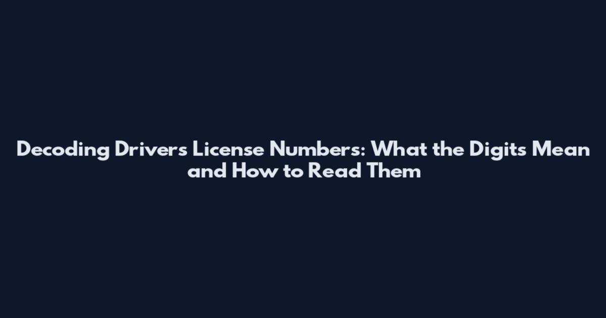 Decoding Driver's License Numbers: What the Digits Mean and How to Read Them