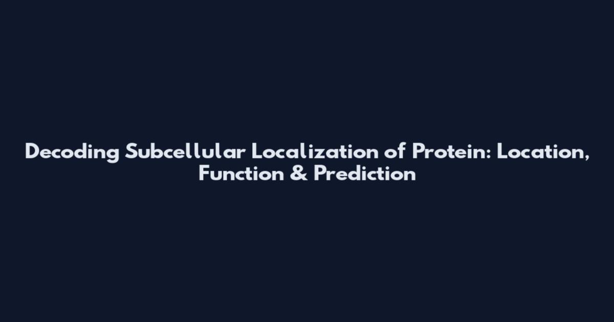 Decoding Subcellular Localization of Protein: Location, Function & Prediction