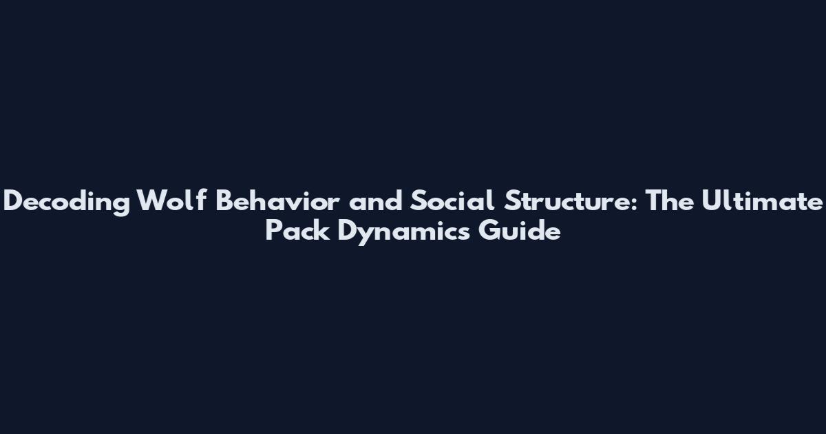Decoding Wolf Behavior and Social Structure: The Ultimate Pack Dynamics Guide