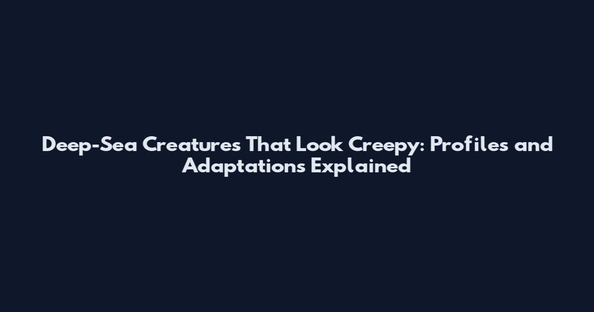Deep-Sea Creatures That Look Creepy: Profiles and Adaptations Explained
