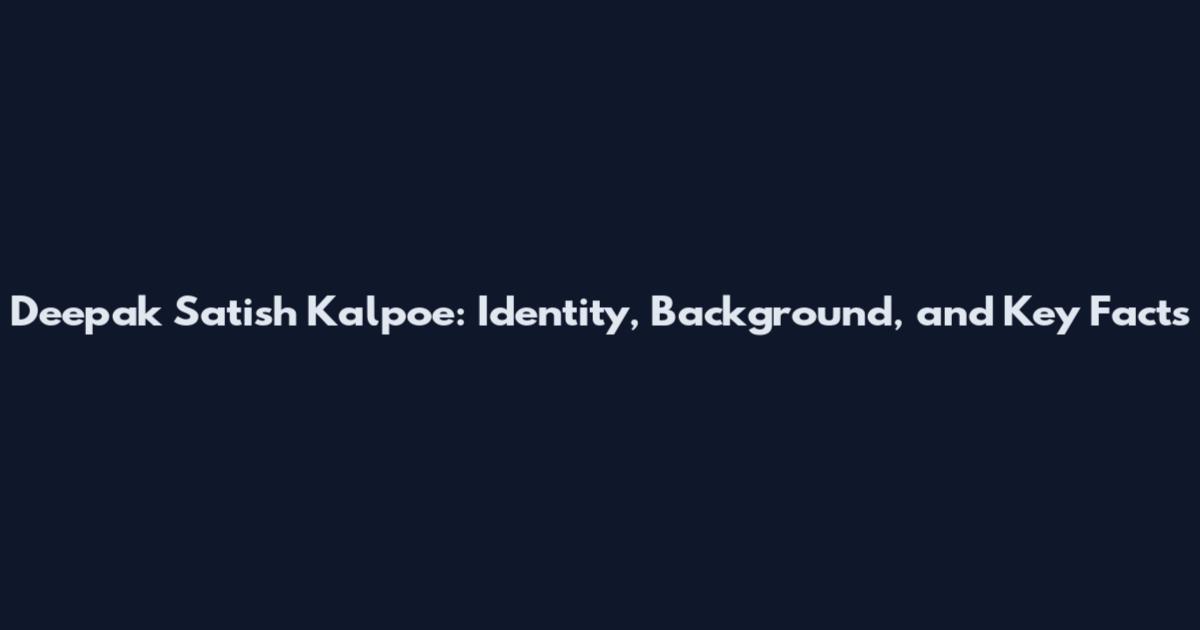 Deepak Satish Kalpoe: Identity, Background, and Key Facts