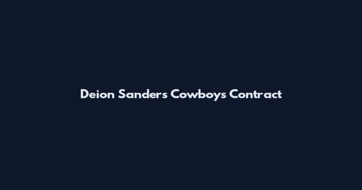 Deion Sanders Cowboys Contract