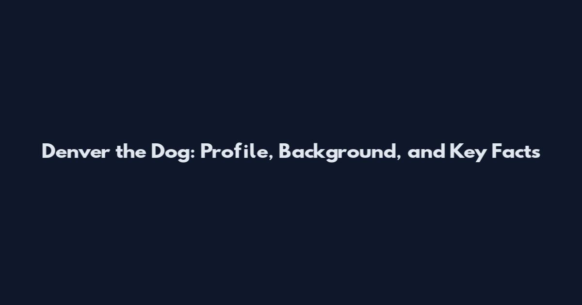 Denver the Dog: Profile, Background, and Key Facts