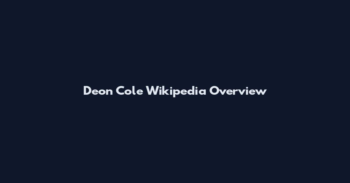 Deon Cole Wikipedia Overview