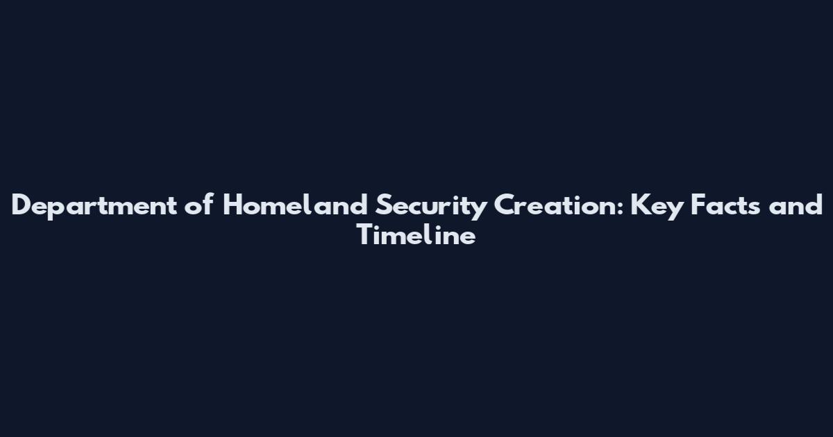 Department of Homeland Security Creation: Key Facts and Timeline
