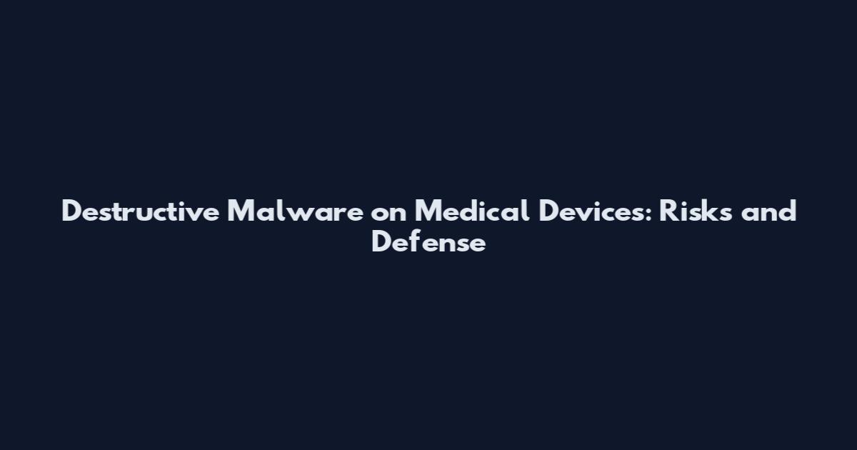 Destructive Malware on Medical Devices: Risks and Defense