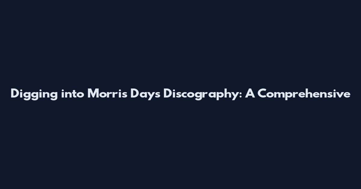 Digging into Morris Day's Discography: A Comprehensive