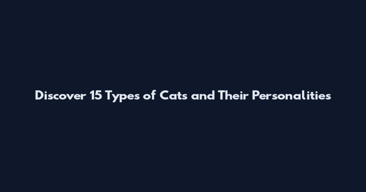Discover 15 Types of Cats and Their Personalities