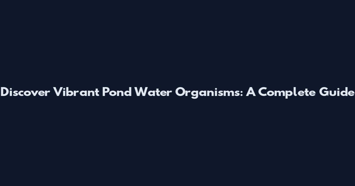 Discover Vibrant Pond Water Organisms: A Complete Guide