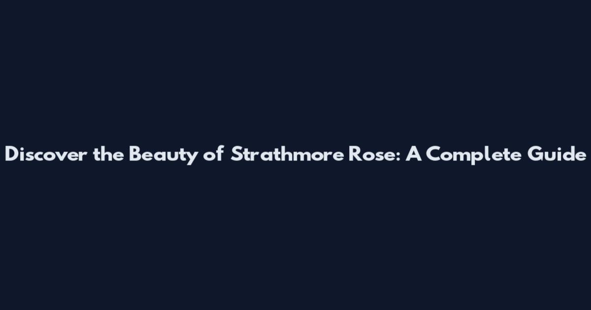 Discover the Beauty of Strathmore Rose: A Complete Guide