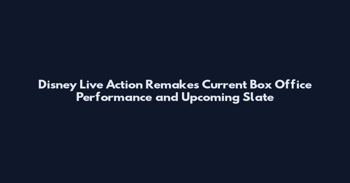 Disney Live Action Remakes Current Box Office Performance and Upcoming Slate