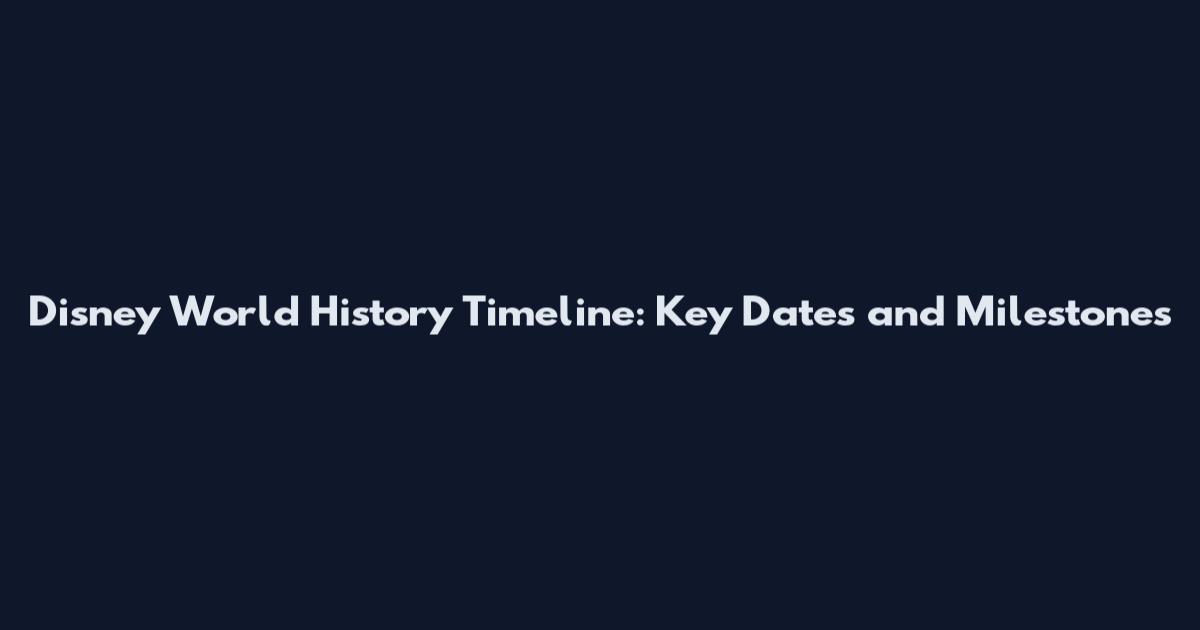 Disney World History Timeline: Key Dates and Milestones