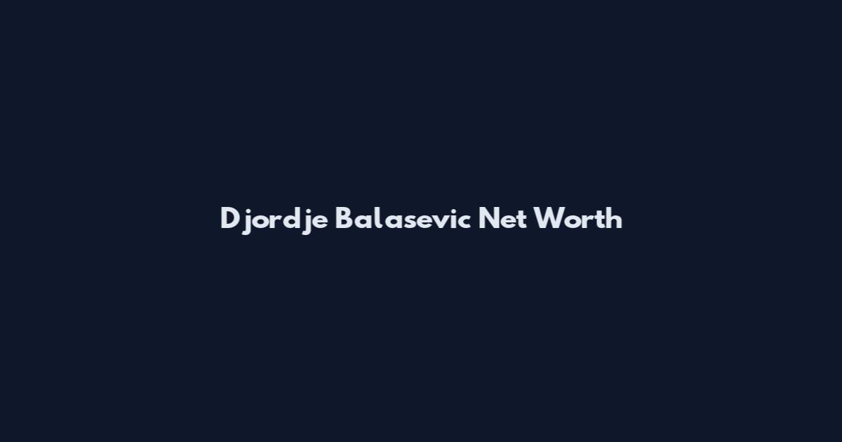 Djordje Balasevic Net Worth