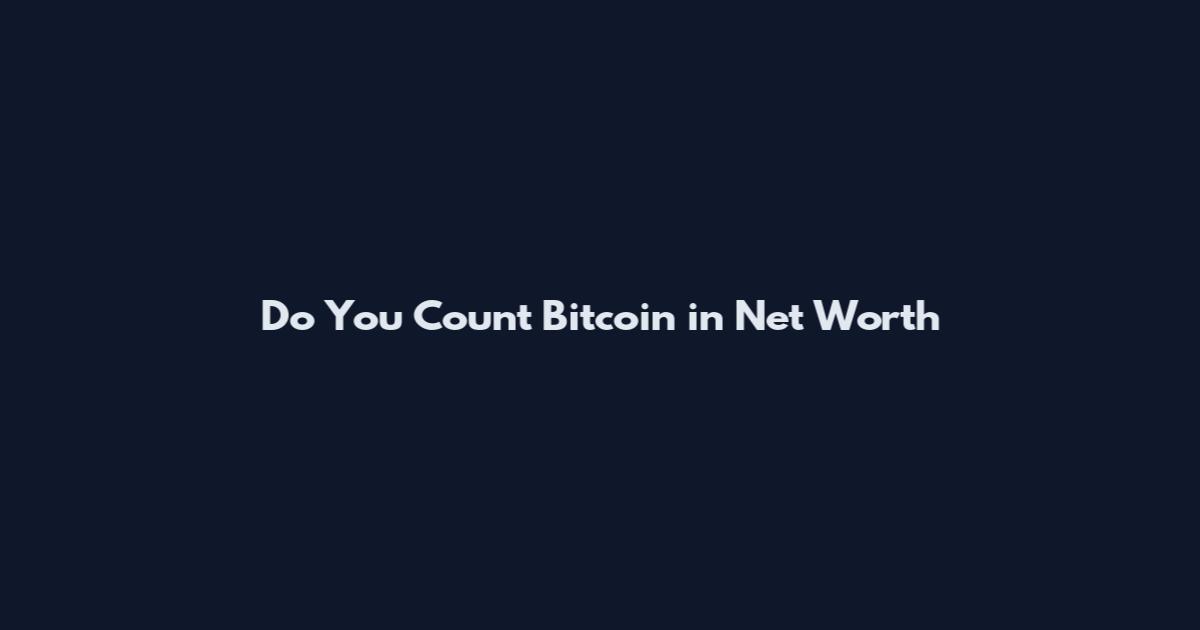 Do You Count Bitcoin in Net Worth