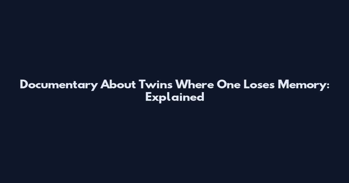 Documentary About Twins Where One Loses Memory: Explained