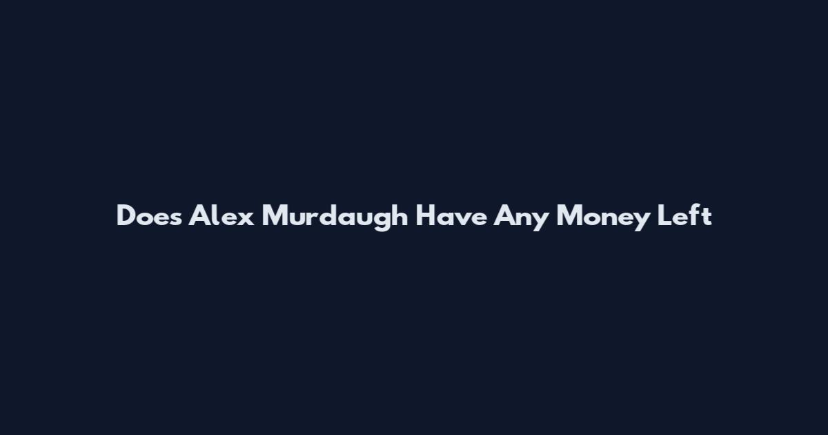 Does Alex Murdaugh Have Any Money Left