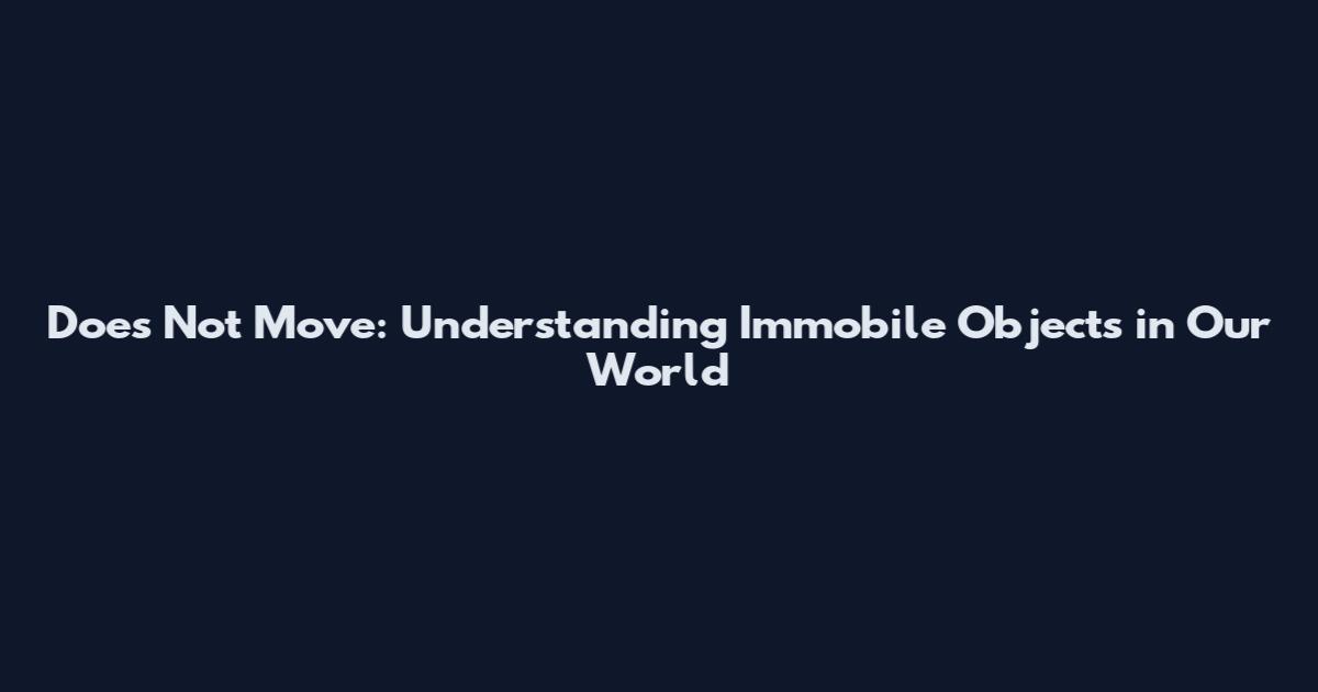 Does Not Move: Understanding Immobile Objects in Our World