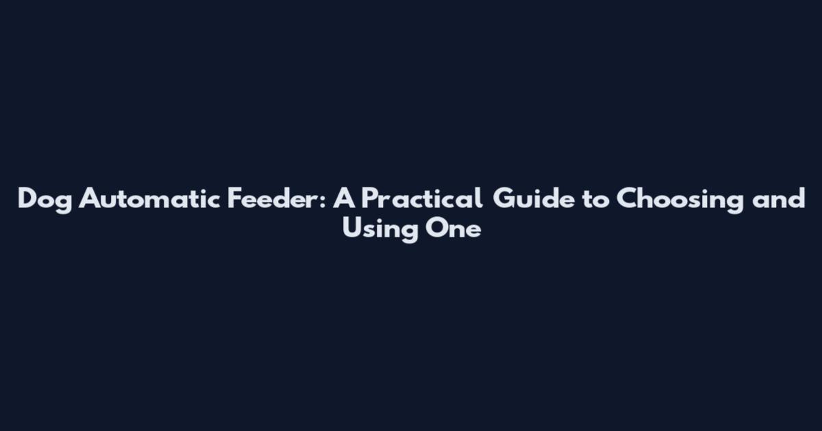 Dog Automatic Feeder: A Practical Guide to Choosing and Using One