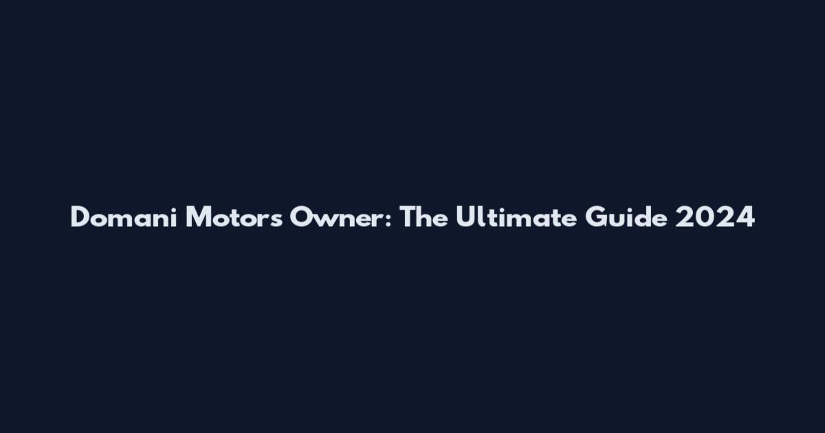 Domani Motors Owner: The Ultimate Guide 2024