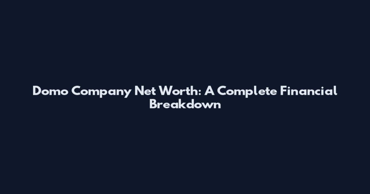 Domo Company Net Worth: A Complete Financial Breakdown