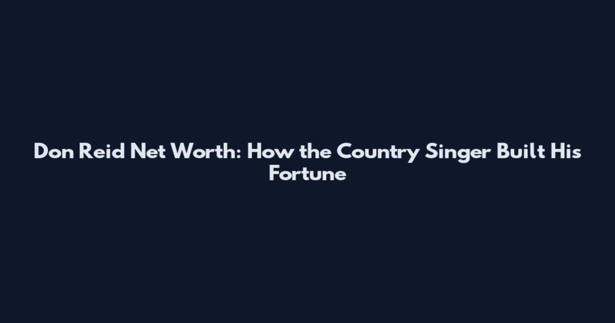 Don Reid Net Worth: How the Country Singer Built His Fortune
