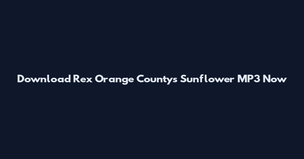 Download Rex Orange County's "Sunflower" MP3 Now