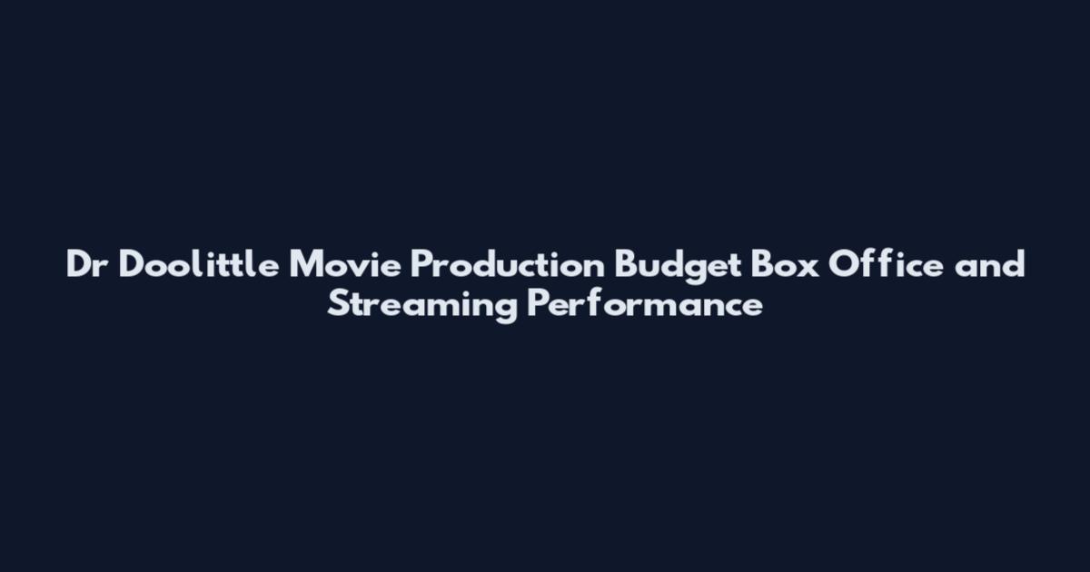 Dr Doolittle Movie Production Budget Box Office and Streaming Performance
