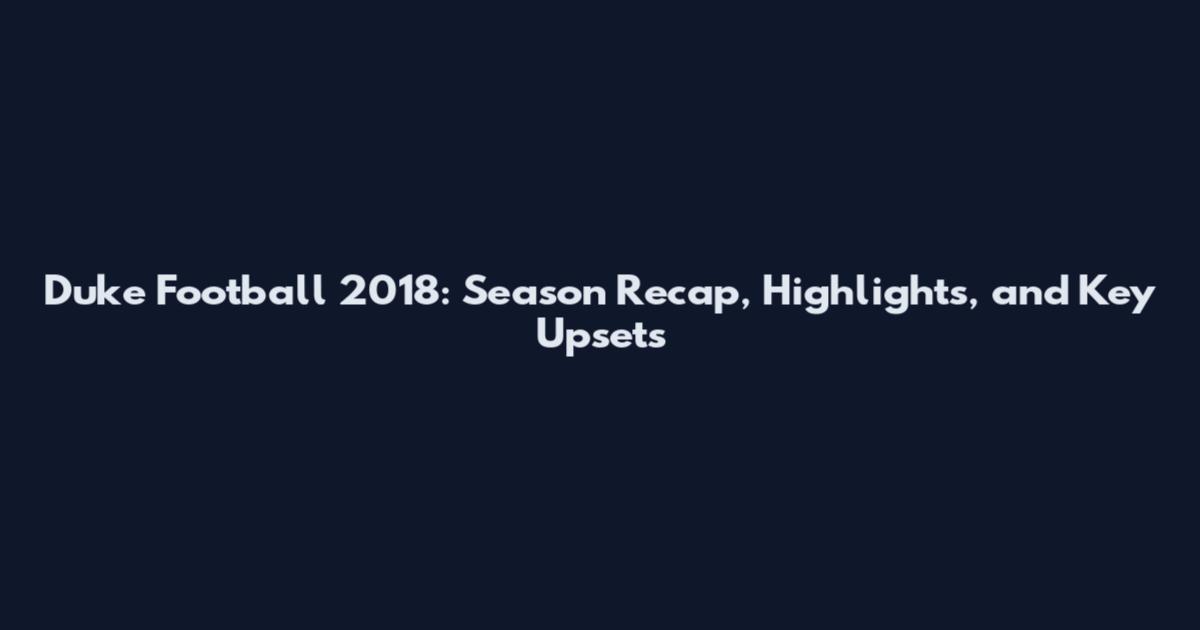 Duke Football 2018: Season Recap, Highlights, and Key Upsets